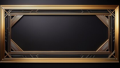 Wall Mural - Elegant gold frame on black