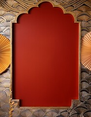 Wall Mural - Red and gold frame with ornate details