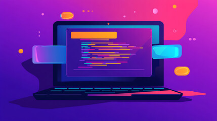Poster - A laptop with abstract code lines on the screen, symbolizing the concept of learning to code, Ideal for educational content, tech blogs, and coding tutorials