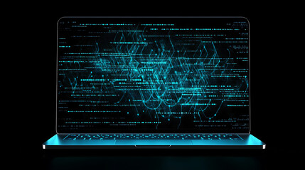 Poster - A laptop with abstract code lines on the screen, symbolizing the concept of learning to code, Ideal for educational content, tech blogs, and coding tutorials