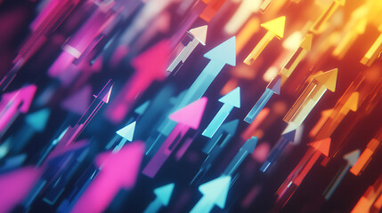Fototapete - A simple and elegant illustration of colorful arrows moving in different directions, representing the concept of ideas flowing from one mind to another