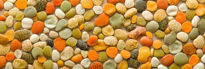 Aufkleber - An intricate arrangement of colorful beans, lentils, and seeds creates an eye-catching abstract pattern, showcasing diverse textures and hues. Generative AI