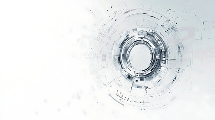 Leinwandbilder - Abstract background with gears and technology elements in gray color on white paper
