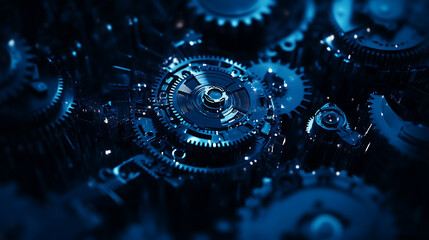Fototapete - Abstract blue arrow background with digital grid and light effect for technology concept design