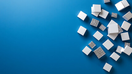Aufkleber - Blue background with white and silver squares in the lower right corner, representing technology or digital marketing