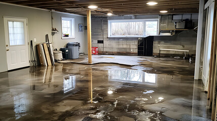 Aufkleber - Flooded basement with failed sump pump and standing water