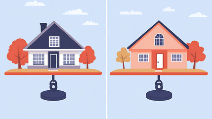 Poster - House property purchase uncertainty, questioning whether to rent or buy, Investment decision and doubt, weighing the pros and cons of homeownership versus renting in todays market