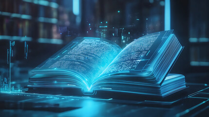 Aufkleber - Modern digital book for learning in digital futuristic style