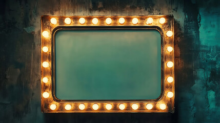 Poster - Retro marquee light sign frame with empty white background