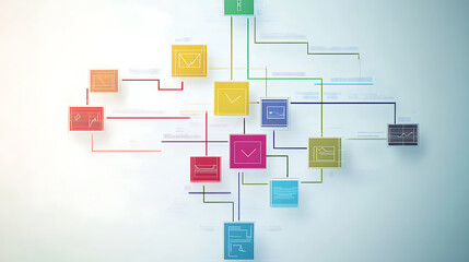 Aufkleber - Abstract business hierarchy structure diagram virtual workflow automation mindmap