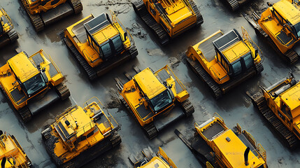 Aufkleber - Fleet of yellow construction machines