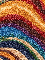 Aufkleber - The artwork features an intricate arrangement of colorful beans, lentils, and seeds forming a captivating abstract pattern. Generative AI