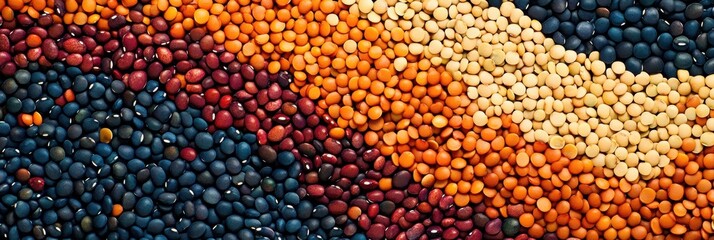 Aufkleber - An intricate design emerges from a vibrant arrangement of various beans, lentils, and seeds showcasing their natural colors. Generative AI
