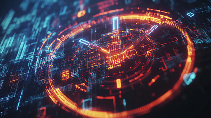 Leinwandbilder - Futuristic digital clock with abstract data visualization time management concept