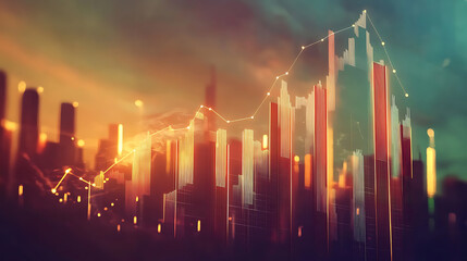 Poster - Global economic growth and investment concept with rising financial graph digital illustration