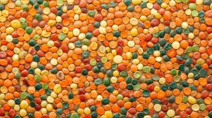 Aufkleber - Colorful beans, lentils, and seeds form an intricate abstract pattern, showcasing diverse shapes and hues in an artistic display. Generative AI