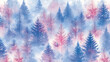 © CreativeCreations - Seamless pattern of misty forest hand painted watercolor illustration