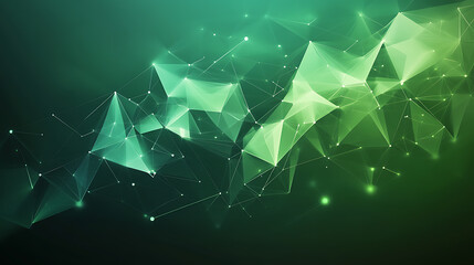 Aufkleber - Abstract background with a dark green geometric pattern in the low poly style, with connection lines and dots, in the futuristic technology concept style