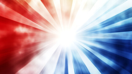 Aufkleber - Abstract red, white and blue background with light rays in the center