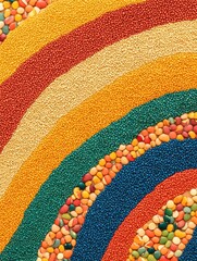 Poster - An arrangement of colorful beans, lentils, and seeds forms an eye-catching abstract pattern with smooth, flowing lines and rich hues. Generative AI