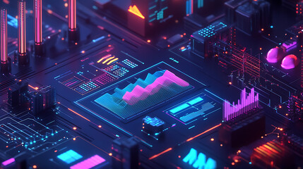 Leinwandbilder - Detailed electricity grid diagrams showcasing cost analytics with vibrant graphics and charts, highlighting energy consumption, efficiency, and financial metrics