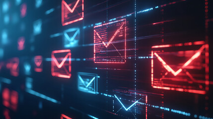 Aufkleber - Email marketing automation concept with spam filter icons, Representing digital marketing strategies and email campaign management