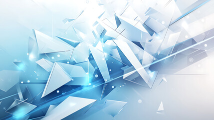 Fototapete - Light blue and white background with geometric shapes, in a high-tech style