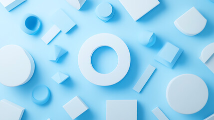 Aufkleber - Light blue and white background with geometric shapes, in a high-tech style