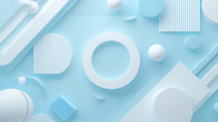 Aufkleber - Light blue and white background with geometric shapes, in a high-tech style