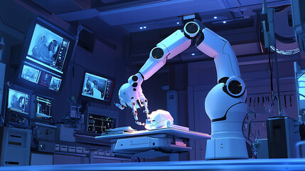 Leinwandbilder - Advanced robotic arm performing surgery in high-tech operating room