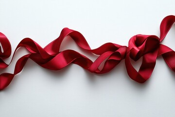 Poster - A Red Satin Ribbon Tied in a Bow on a White Background