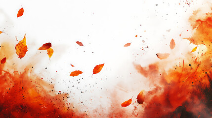 Leinwandbilder - Watercolor autumn foliage, soft pastel colors on white background