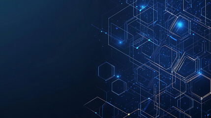 Aufkleber - Blue and white background with geometric shapes, representing technology or business