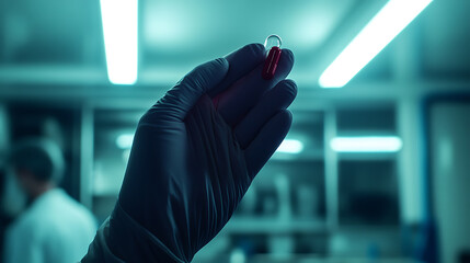Aufkleber - Close-up of gloved hand holding a capsule in a medical setting