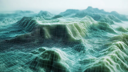 Poster - Holographic terrain model showcasing advanced GIS geodata mapping concept in a futuristic digital environment