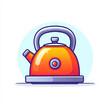 © Thanakrit - A vibrant orange kettle with a gray base, featuring a classic design, ready to boil water for tea or coffee.