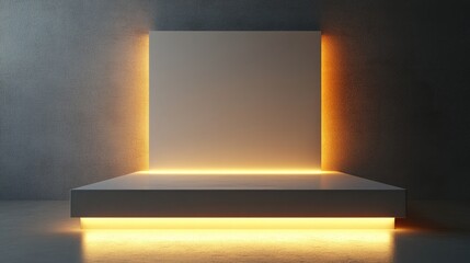 Poster - Display pedestal design platform illuminated blank product stand 3D rendering
