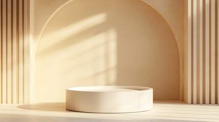 Poster - 3D rendering of a minimalistic empty cylinder podium Abstract geometric scene for product showcase template