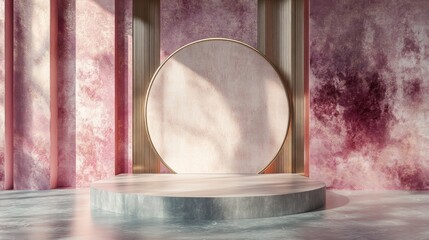 Aufkleber - Abstract background featuring a podium and wall 3D illustration 3D rendering