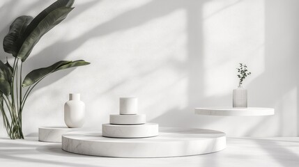 Aufkleber - Minimalist product display stand against a white backdrop 3D rendering