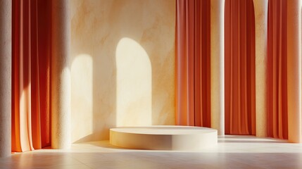 Aufkleber - Minimalist abstract background featuring a pedestal created through 3D illustration and rendering