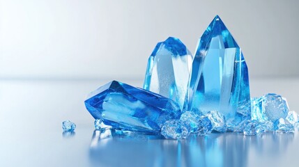 Poster - Blue Crystal Mockup for Exhibitions Product Presentations 3D Rendering 3D Illustration