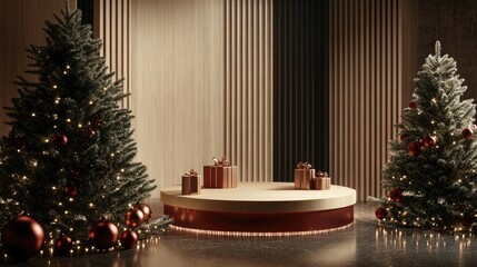Aufkleber - 3D rendered Christmas podium visualization