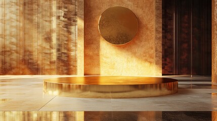 Poster - Gold pedestals and product display platforms background visuals 3D computer graphics 3D renderings