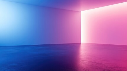Aufkleber - Abstract gradient background in blue and purple hues featuring an empty dark studio space 3D rendering