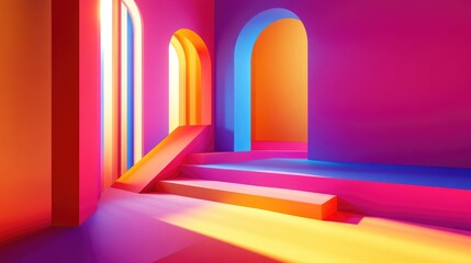 Poster - 3D abstract interior design Template showcasing vibrant colors in the space
