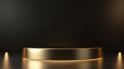 Poster - Elegant golden podium on a dark background luxury blank product display 3D rendering