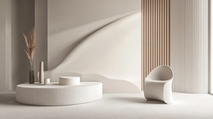 Aufkleber - White Product Display in a Minimalist Studio Environment 3D Rendered Scene