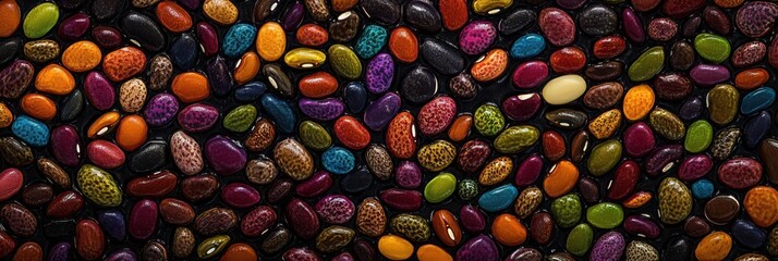 Aufkleber - Colorful beans, lentils, and seeds create an intricate abstract pattern, perfect for artistic projects or culinary presentations. Generative AI