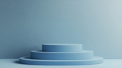 Aufkleber - Blue pedestal on a soft blue background for showcasing products 3D rendering